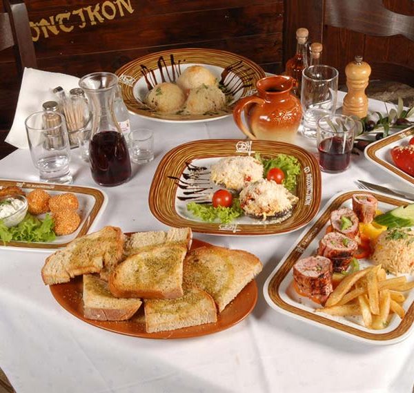 Various plate with Greek cuisine food